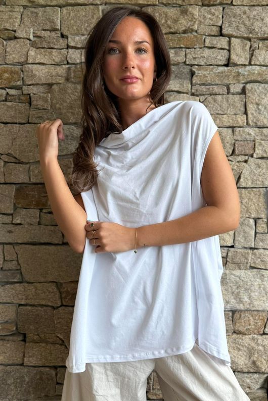 Oscar Drape Trapeze Tank White